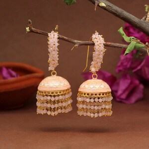 Pink jhumkas sale online