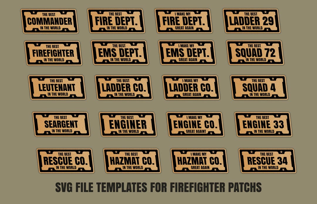 SVG File - Template File for Leather Firefighter Patchs - Etsy