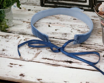 90s Velvet Choker | Velvet Choker | Ribbon Choker | Choker For Women | Gothic Choker | Wedding Necklace | Victorian Choker | Cobalt
