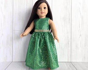 Green Sequin Long Formal Dress. 18 inch doll clothes