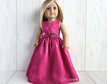 Pink Sequin Sparkle Long Formal Dress. 18 inch doll clothes