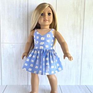 Blue Love Notes Summer Doll Dress. Fits 18&quot; Dolls