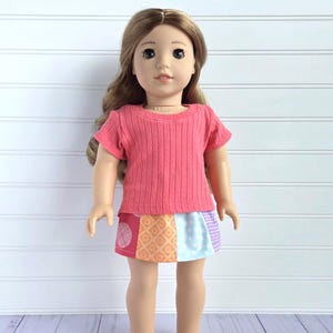 18&quot; Doll Top and Skirt. Rainbow Skirt and Short Sleeve Top. Doll Outfit. fits 18&quot; dolls. Handmade Doll Clothes