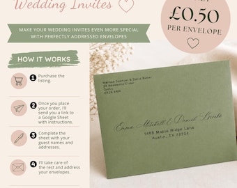 Envelope Addressing Service, Wedding Invitation Envelope Printing, Guest Address Printing, Add On