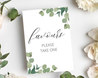 Greenery Favours Sign | Wedding Sign | Eucalyptus | DIY Wedding Invitation | Printed or Digital | PD001