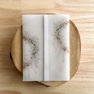 Hochzeit Schleierkraut Hochzeit, 5x7 "oder A5 Schleierkraut Einladung, Elegante Bedruckte Jacke für Rustikale DIY Hochzeit, Gekerbt und Gefaltet