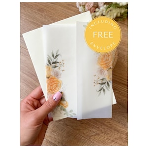Żółte róże ślubny welinowy otulacz, Vintage Daisy Floral Invitation Jacket, Country Garden wstępnie złożony, Boho Summer Reception, Kremowa koperta