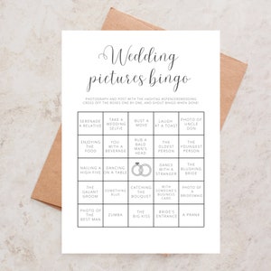 Photos de mariage minimalistes Bingo | | imprimés ou imprimables Jeu de réception de mariage |  Table | enfants | de mariage DIY Carte de calligraphie | PD003