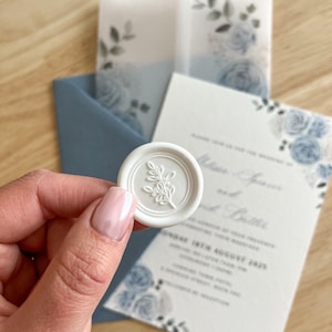 Lacres de cera florais brancos elegantes – adesivos de cera românticos e autoadesivos para convites de casamento, cartas de amor e embrulhos para presente, PD11
