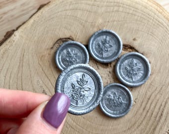 Silver Wax Seal for Vellum Wraps, Perfect for Wedding Invitations, Envelopes, Rustic Stationery & Gift Wrapping with Self-Adhesive