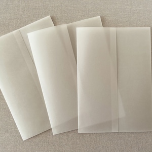 Plain Vellum Jacket for 5x7 Invitation, Pre-Folded Vellum Sleeve, Vellum Wrap, Translucent Vellum Invitation, Wedding Invitation Kit