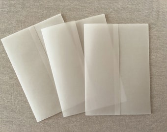 Plain Vellum Jacket for 5x7 Invitation, Pre-Folded Vellum Sleeve, Vellum Wrap, Translucent Vellum Invitation, Wedding Invitation Kit