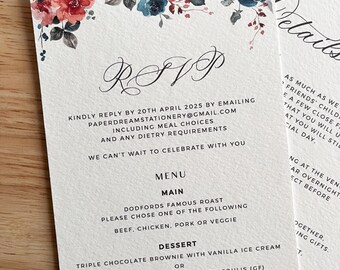 Teal Green and Terracotta RSVP Card, Burt Orange Floral Wedding Stationery, Invitation Insert, Autumn Outdoor Boho Reception, PD03