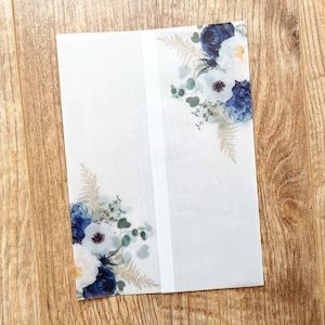 Printed Blue and Gold Vellum Jacket | Navy | Eucalyptus | DIY Wedding Invitation