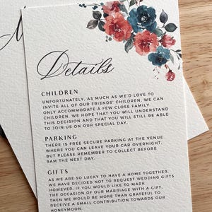 Verbrande oranje bloemen details kaart huwelijksuitnodiging, blauwgroen groene bijlage invoegen, delicate smaragd rustiek, herfst receptie thema, PD03