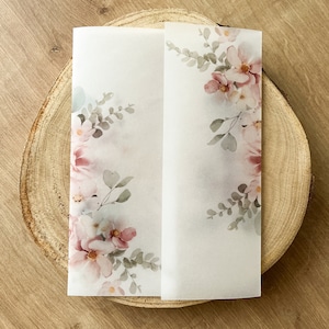 Carta da regalo per matrimonio con fiori selvatici rosa antico, copertina per invito floreale vintage, giardino di campagna pre-piegata, romantico boho botanico fai da te per matrimonio