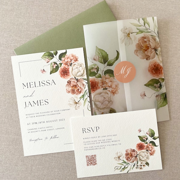 Wedding Invitation Vellum Jacket Etsy Australia