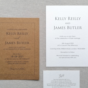 Minimalistisch gedruckte Hochzeitseinladungskarten | NICHT PERSONALISIERTES MUSTER