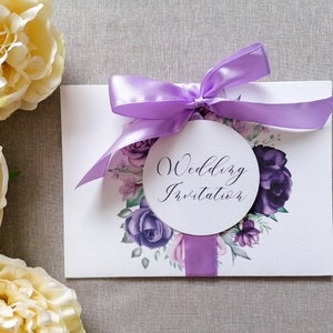 Trifold Printed Wedding Invitation | Purple Floral Wedding Invitation | NON-PERSONALISED SAMPLE