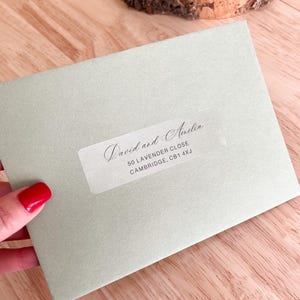 Gepersonaliseerde gastadreslabels voor enveloppen, duidelijke stickers voor aankondigingen, Save the Date, bruids, babyshower, andere ontvanger