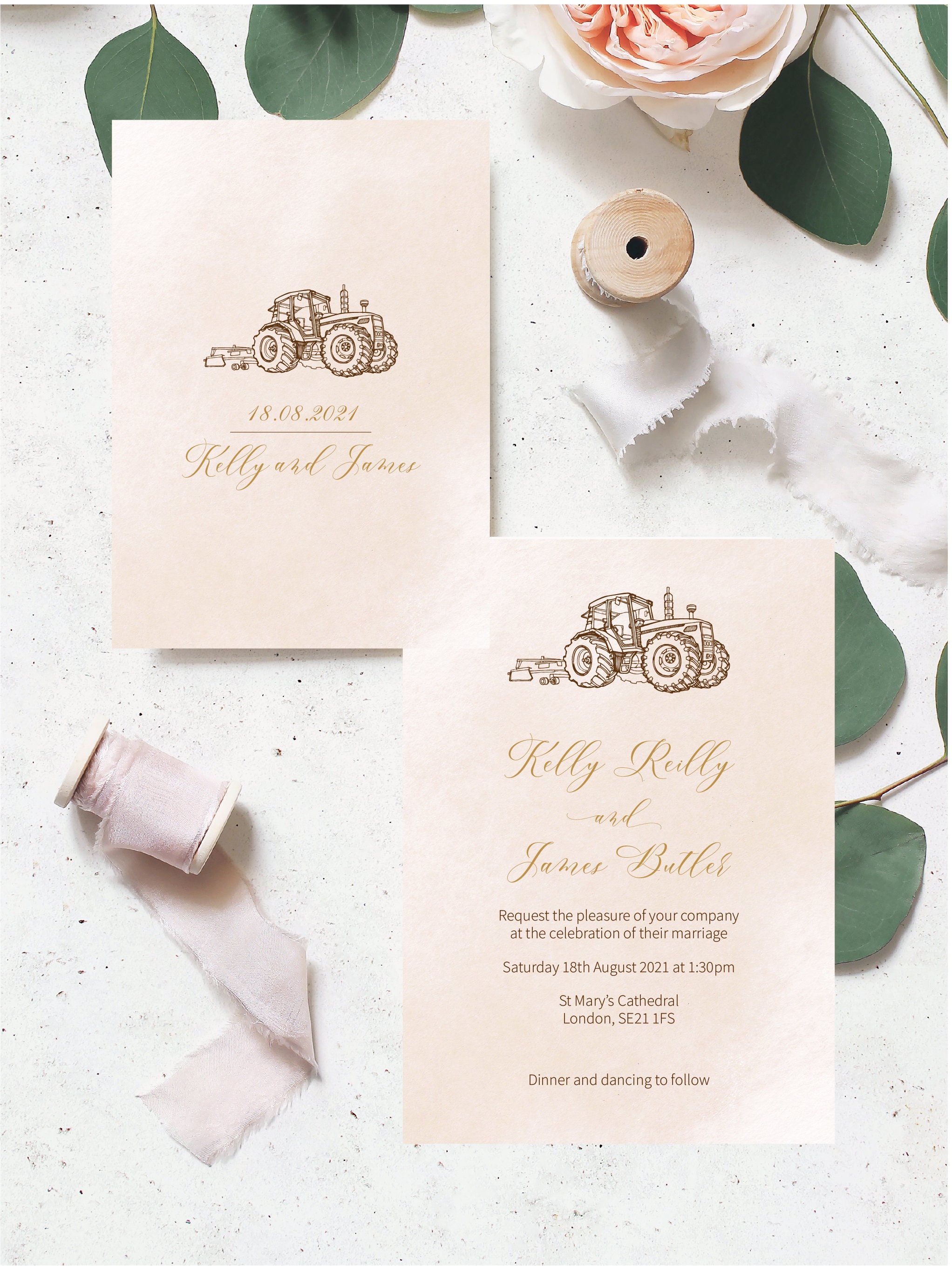 20 Inviti Per Festa Di Compleanno A Tema Trattore – Biglietti Con Buste, Design Acquerello, Cartoncino Pregiato 10x15cm