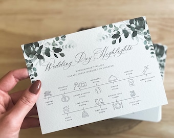 Greenery Rustic Order of the Day Card, Enclosure Insert, Delicate Classic, Woodland Reception Theme
