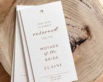 Personalised Wedding Seat Tag, Modern Ceremony Seating, Reserved Sign