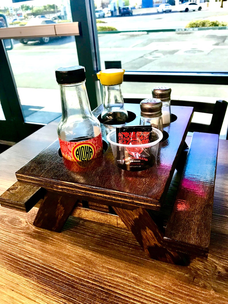 Mini Picnic Table Condiment Holder Etsy