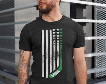 St. Patrick's Hockey T shirt Sticks American Flag t-shirt