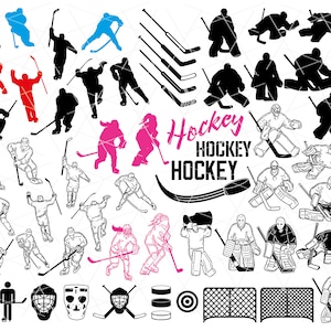 Hockey svg 50+ Clipart HOCKEY Bundle, Ai,  cut files, Hockey player svg Vector, Hockey Goalie Silhouette, hockey png,  Instant download