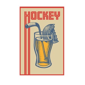 Vintage hockey poster DIGITAL download. Hockey Vector, Beer + Hockey