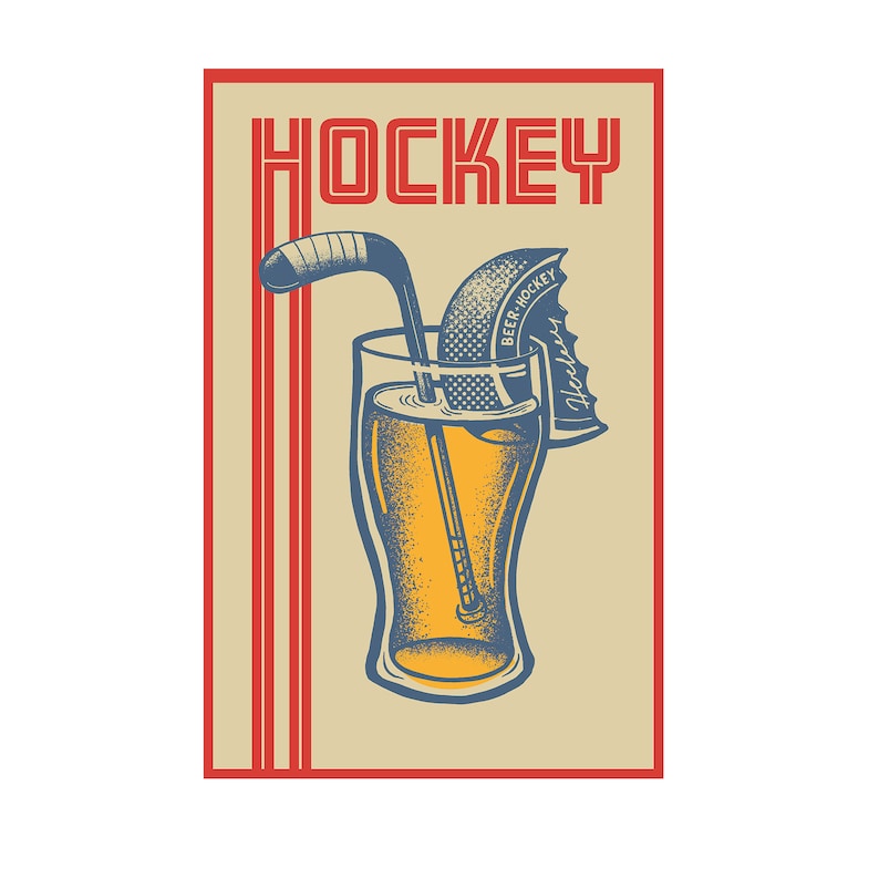 Vintage Hockey Poster DIGITAL Download. Hockey Vector, Beer Hockey Etsy