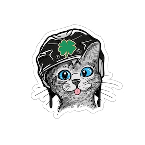 Hockey Cat in Ice Hockey Helmet Cat Sticker