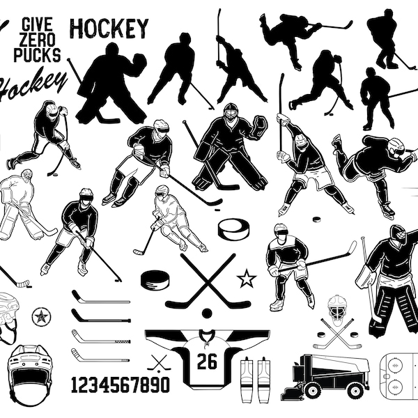 Hockeyspieler SVG, 50 + HOCKEY Bundle, Hockey Vektor, Hockey Silhouette, Sofortdownload Hockeyspieler SVG, Hockeyschläger SVG