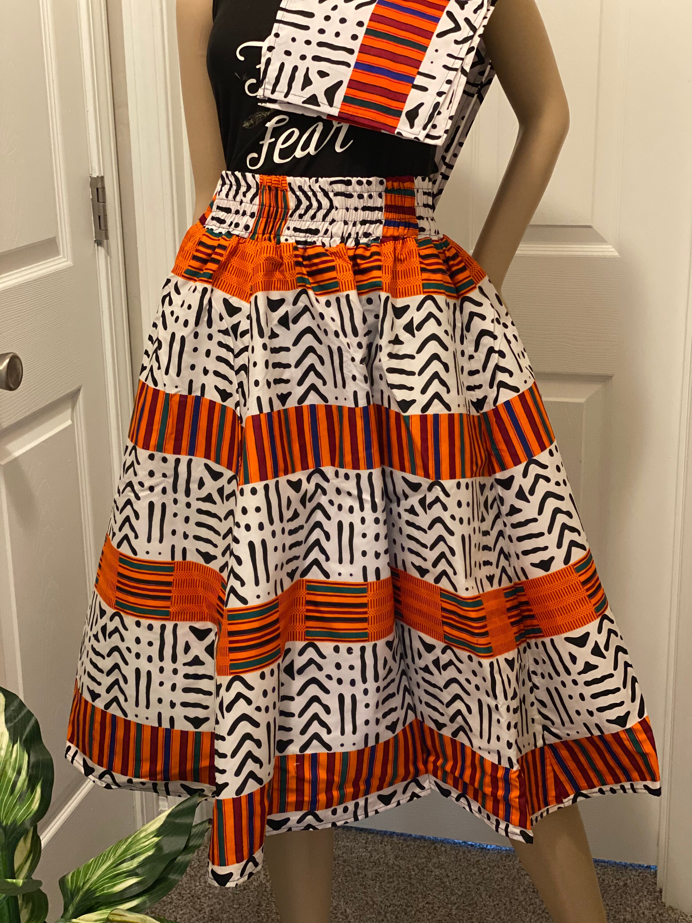 Mud Clothafrican Fabric Skirts Kente Skirt Summer Etsy