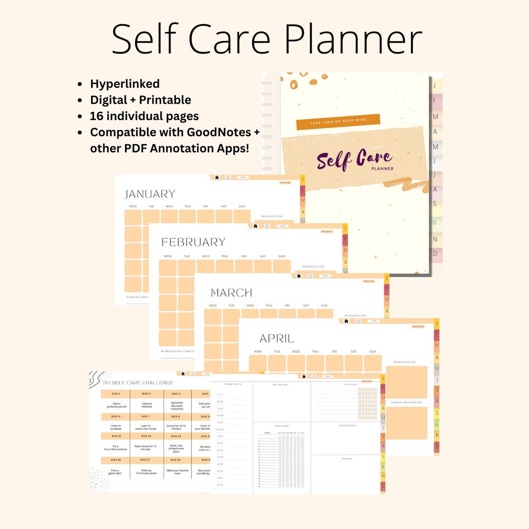 Self Care Planner | Digital Journal | Printable Wellness & Mental ...