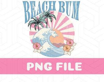 Beach Bum PNG, Ocean png, Waves PNG, Beach Sunset, Palm Tree, Sunset PNG, Summer Vibes, Beach Vibes, Summer Vacation Design, Beach png