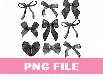 Coquette Bow PNG, Black Coquette Bows PNG, Coquette Shirt DIY, Coquette Fashion, Couquette Aesthetic, Couquette Ribbon, Dark Coquette Png