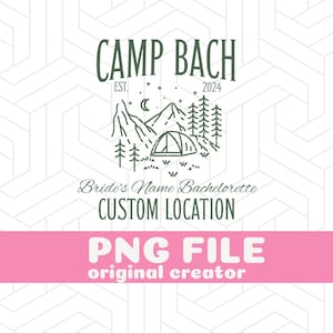 Camp EVJF personnalisé PNG Camp personnalisé Bach png Décorations EVJF de camping Lac EVJF Dernière piste avant le voile