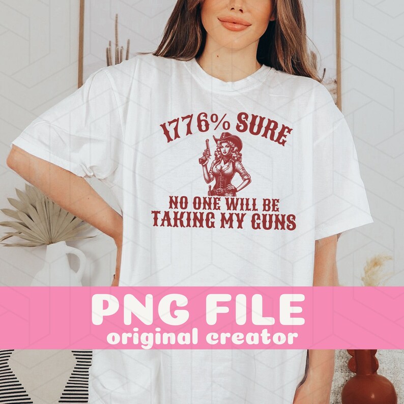2nd Amendment PNG 1776 Patriotic Shirt Design Western Gun Rights Graphic Freedom USA Sublimation DTF Transfer File image 2