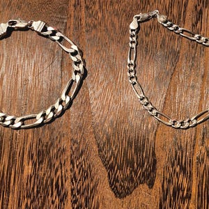 925 solid sterling silver vintage Figaro bracelets