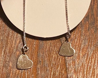 925 sterling silver dainty drop heart earrings