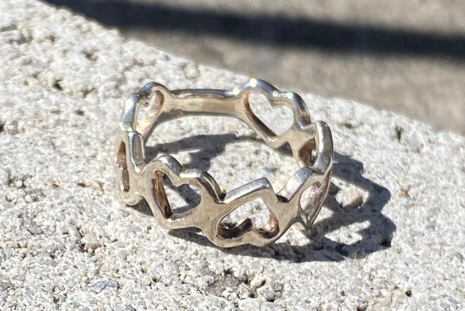 925 Solid Sterling Silver Vintage Band of Hearts Ring - Etsy