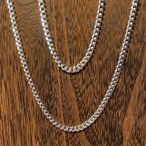 Unisex 925 sterling silver pave curb link necklace/bracelet set 4.8mm