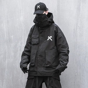 Men's Techwear X Crossover Black Jacket Coat for Men - Etsy