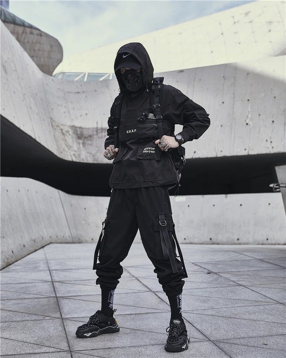 Techwear Jacket For Men Spring High Quality Streetwear Black Hooded ...