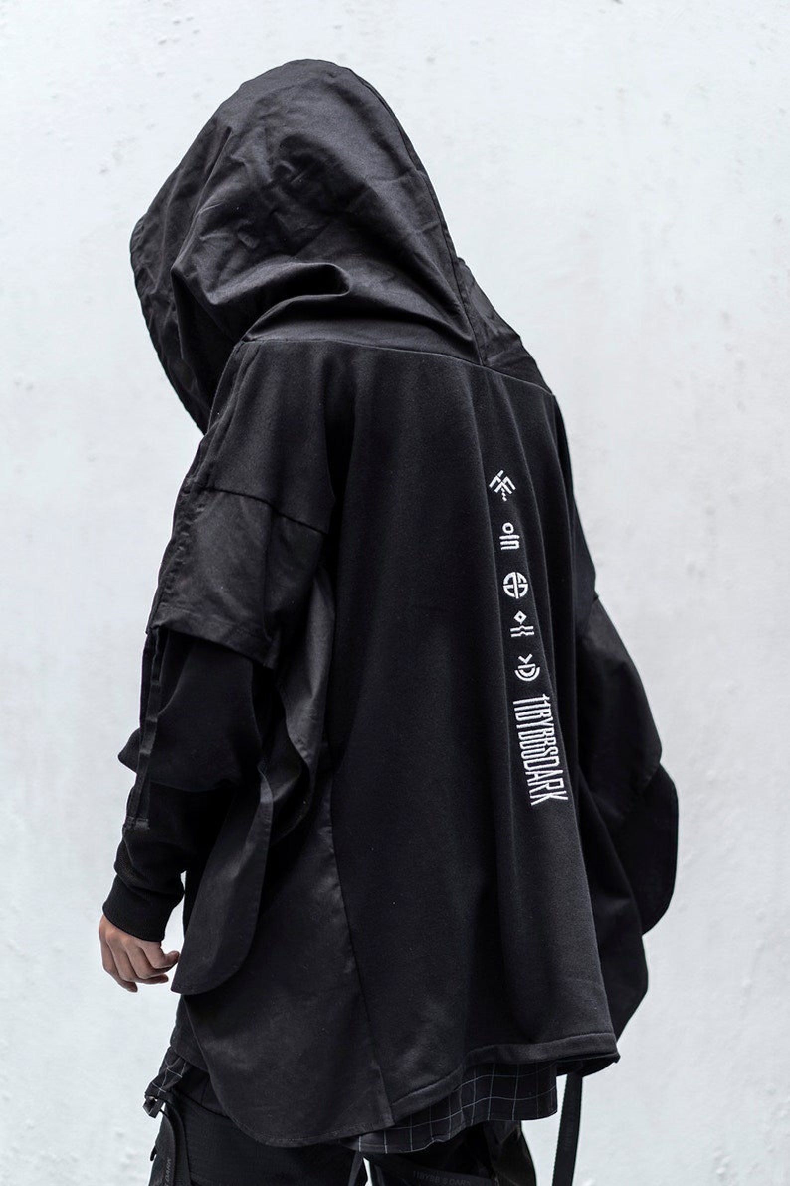 Japanese Streetwear Gothic Hoodie Men Shadow Cyberpunk - Etsy