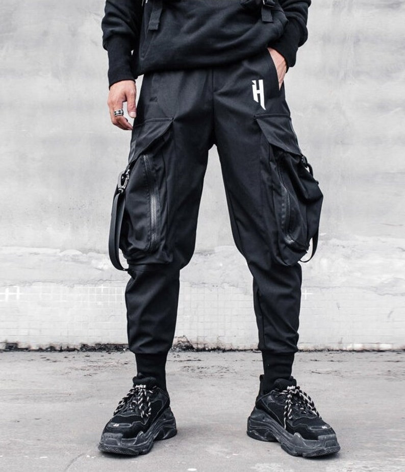 Techwear Pants Men Cyberpunk Black Harem Streetwear Futuristic - Etsy