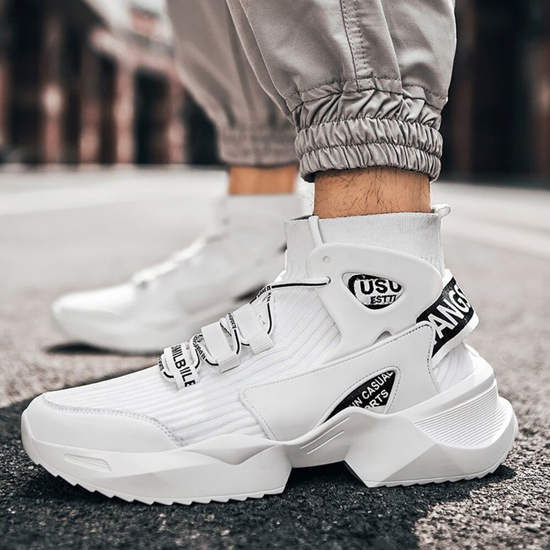 Men's Streetwear High Top Sock Sneakers Breathable Shoes Etsy