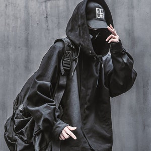 Cyberpunk Streetwear I-tech Black Jacket Coat for Men Techwear - Etsy